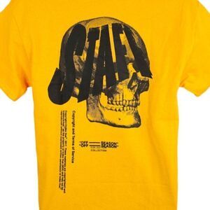 Skull T Shirt Mens Size Medium Yellow Index Hue FFF Streetwear Skeleton